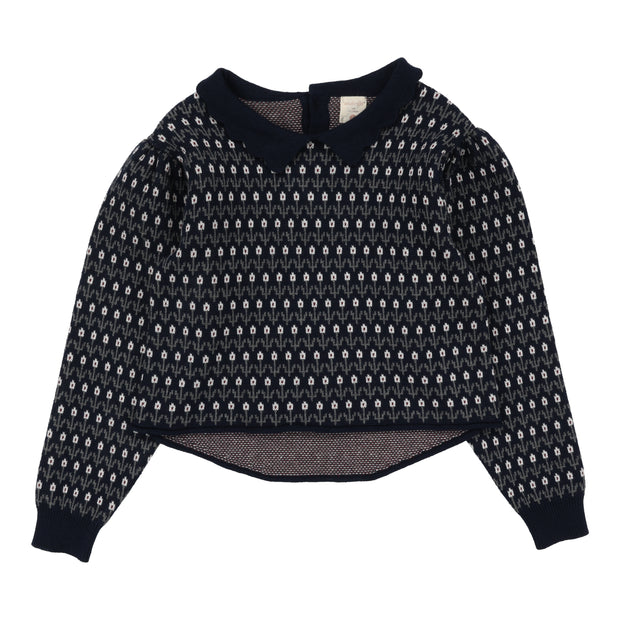Analogie Floral Knit Sweater - Navy Multi