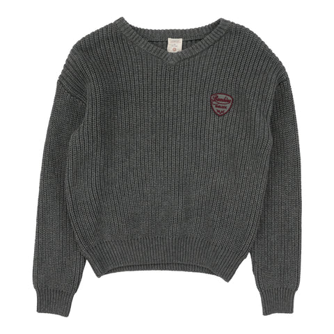 Analogie Knit V-Neck Sweater - Mid Grey