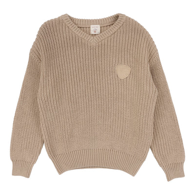 Analogie Knit V-Neck Sweater - Oat