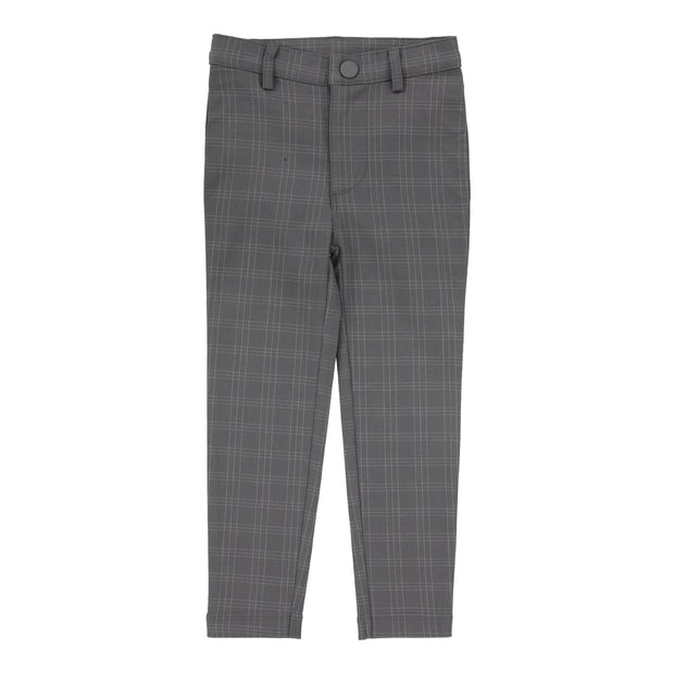 Analogie Plaid Pants - Mid Grey Windowpane