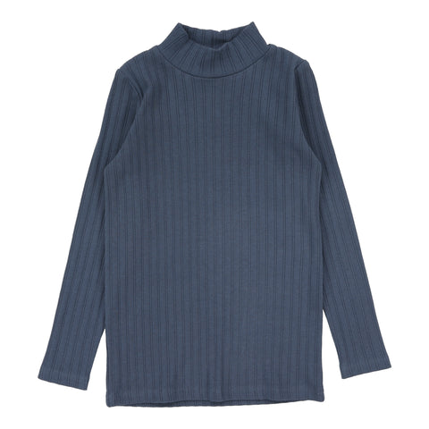 Analogie Double Rib Mockneck - Off Blue