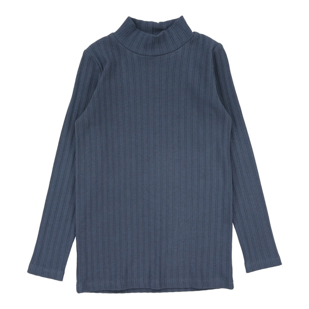 Analogie Double Rib Mockneck - Off Blue