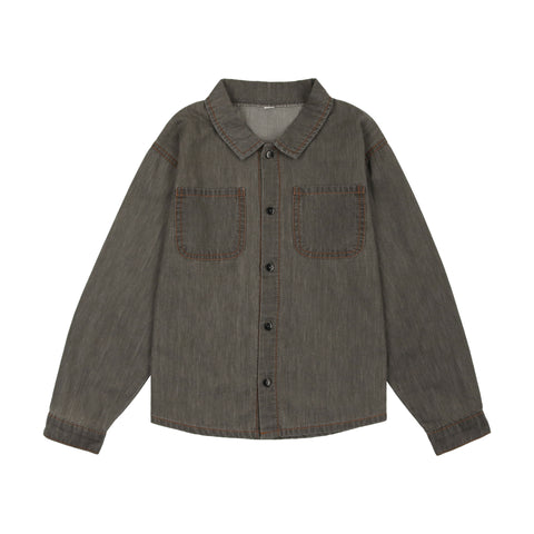 Analogie Denim Tencel Button Down Shirt - Gray Wash