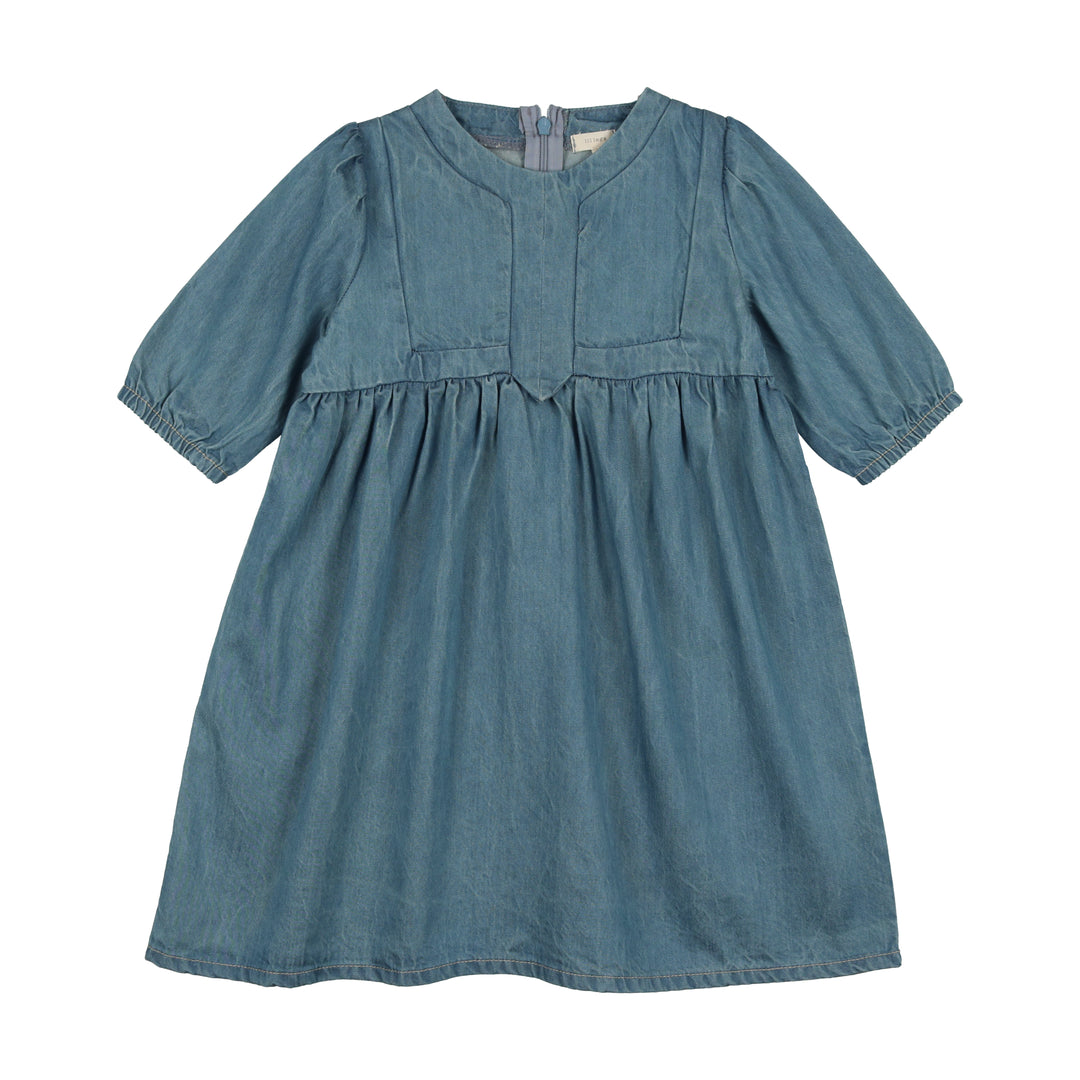 Analogie Denim Tencel Panel Dress Three Quarter Sleeve - Denim  Head  Shoulders Toes & Bows