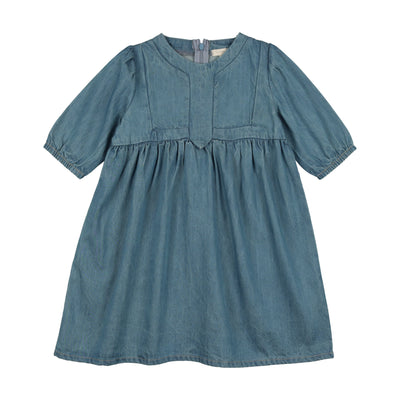 Analogie Denim Tencel Panel Dress Three Quarter Sleeve - Denim