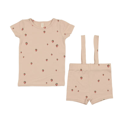 Lilette Printed Fruit Short Set - Peach/Strawberry