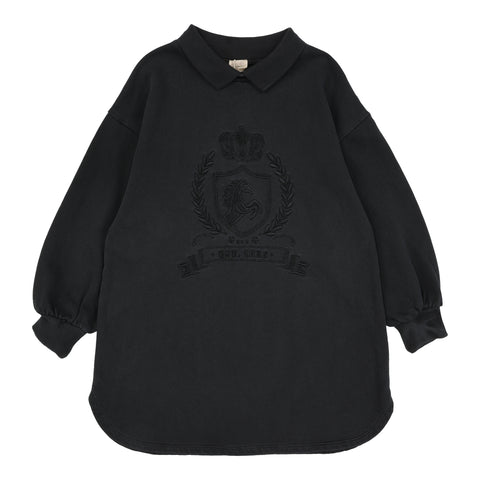 Analogie Emblem Sweatshirt Dress - Black Wash