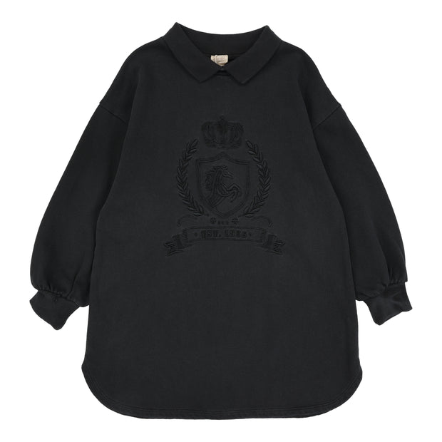 Analogie Emblem Sweatshirt Dress - Black Wash