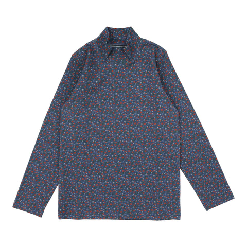 Lil Legs Floral Mockneck - Off Blue