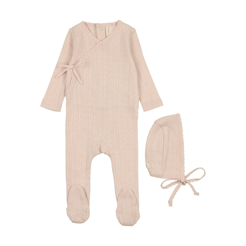 Lilette petal pink fine pointelle footie set from our Fine Pointelle.