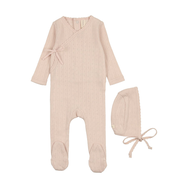 Lilette petal pink fine pointelle footie set from our Fine Pointelle.