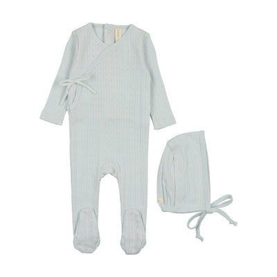 Lilette sky blue fine pointelle footie set from our Fine Pointelle.
