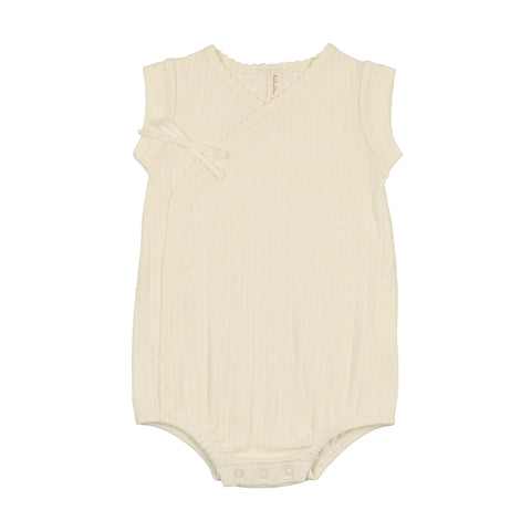 Lilette cream fine pointelle romper from our Fine Pointelle.