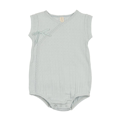 Lilette sky blue fine pointelle romper from our Fine Pointelle.