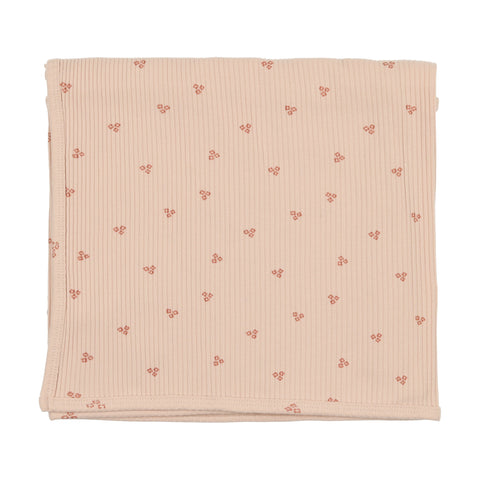 Lilette Flower Ribbed Blanket - Peach
