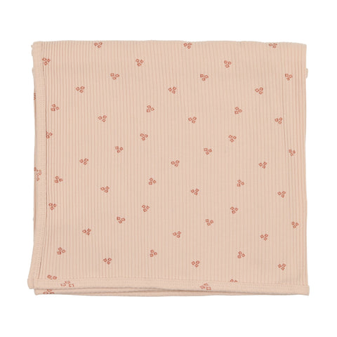 Lilette Flower Ribbed Blanket - Peach