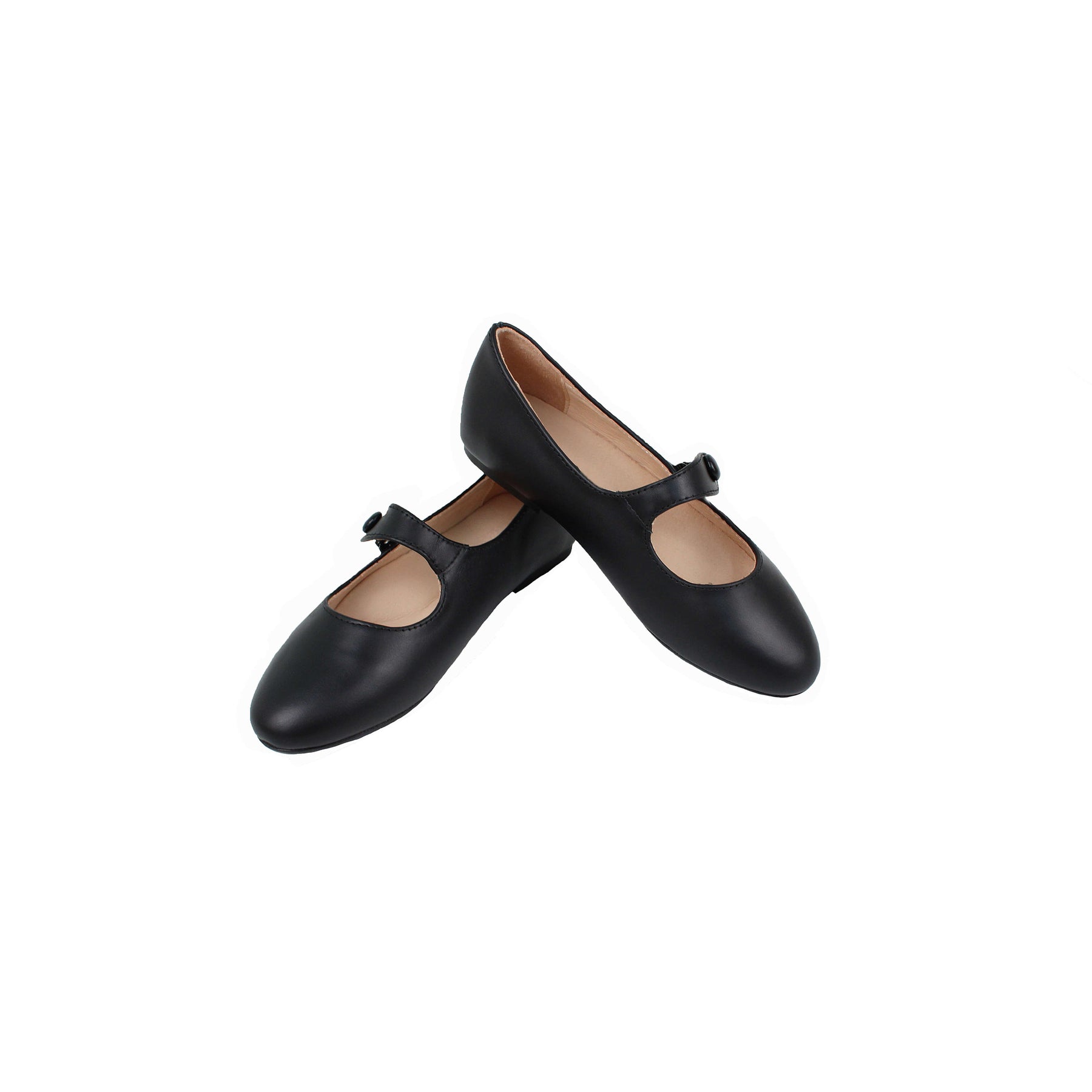 Perroquet Shoes Round Front Mary Janes - Black Basketweave Leather