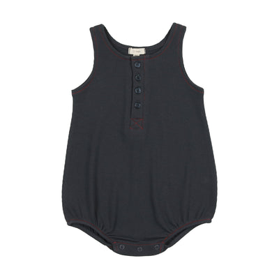 Lil Legs Henley Romper - Off Navy