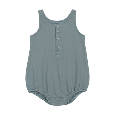 Lil Legs Henley Romper - Ocean