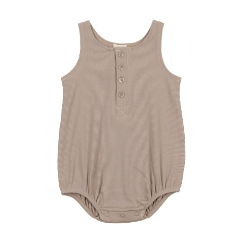 Lil Legs Henley Romper - Taupe
