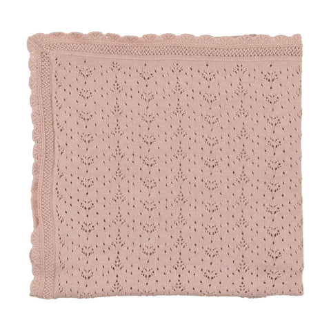 Lilette Heart Open Knit Blanket - Pink