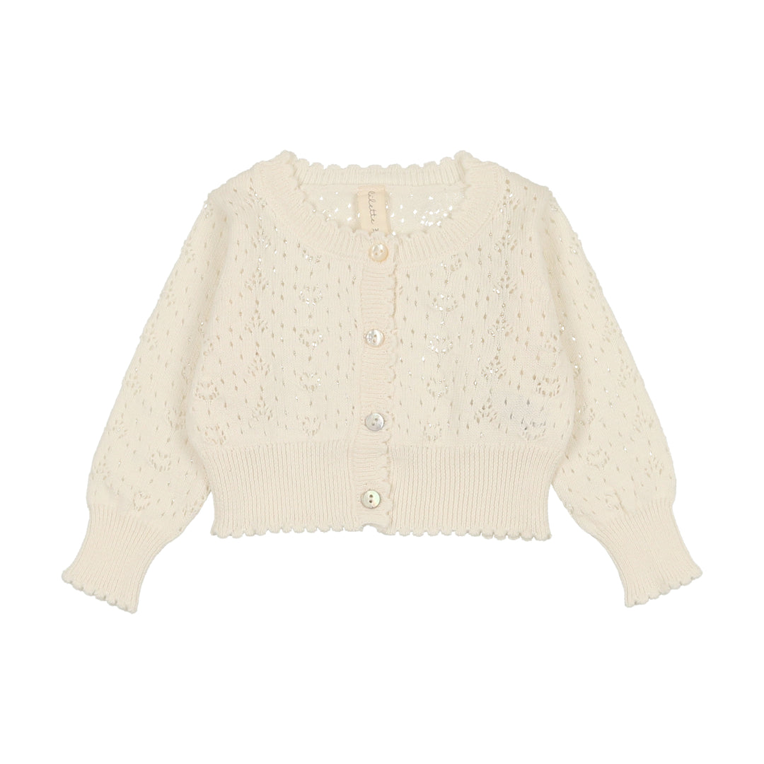 Lil Leg Dotted Open Knit Cardigan - Cream Lil Leg Dotted Open Knit Cardigan - Cream