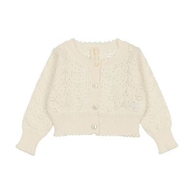 Lilette Heart Open Knit Cardigan - Cream