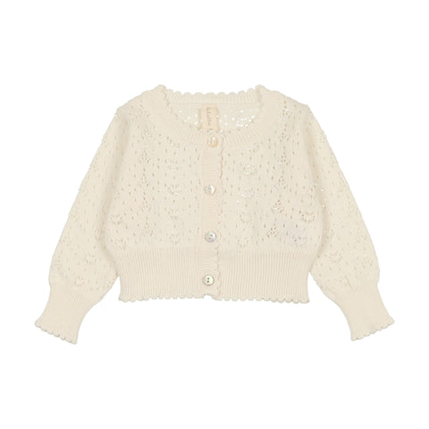 Lilette Heart Open Knit Cardigan - Cream