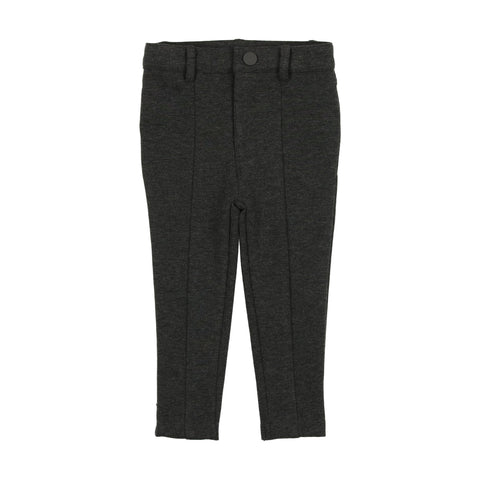 Lil Legs Knit Stretch Pants with Leg Seam - Heather Gray