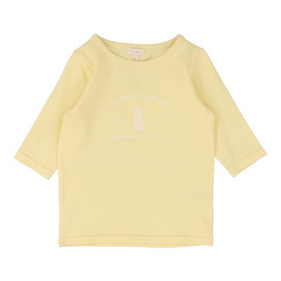 Lil Legs yellow girls print t-shirt three quarter sleeve from our Vintage Contrast Collection.