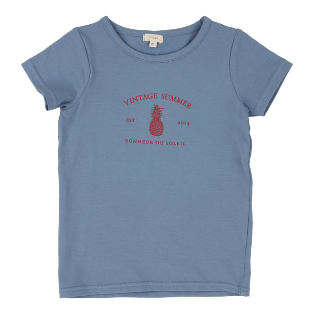 Lil Legs blue girls print t-shirt short sleeve from our Weekday Basics.