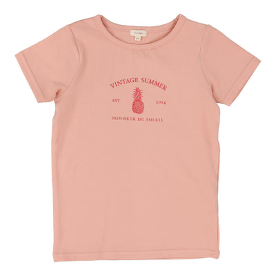 Lil Legs coral girls print t-shirt short sleeve from our Vintage Contrast Collection.
