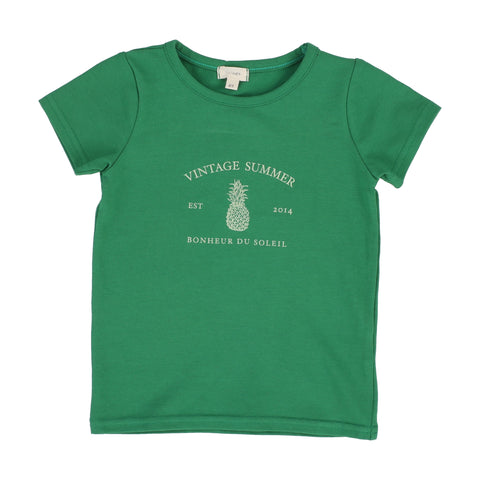 Lil Legs green girls print t-shirt short sleeve from our Vintage Contrast Collection.