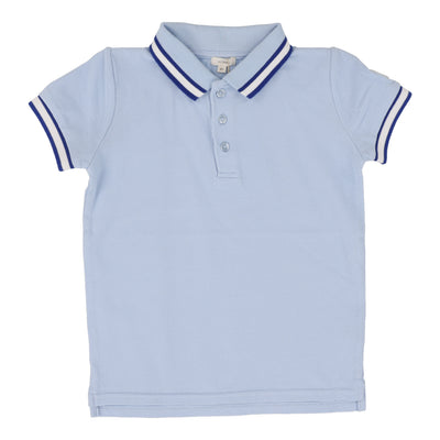 Lil Legs light blue thick white stripe polo short sleeve from our Everyday Polos.