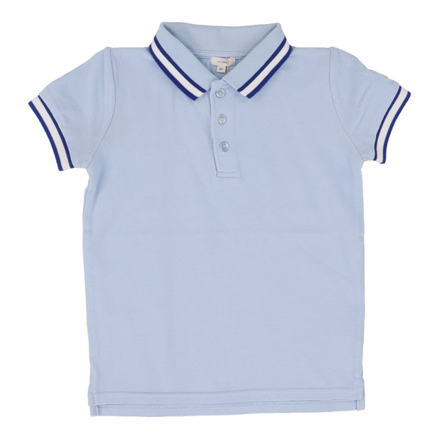 Lil Legs light blue thick white stripe polo short sleeve from our Everyday Polos.
