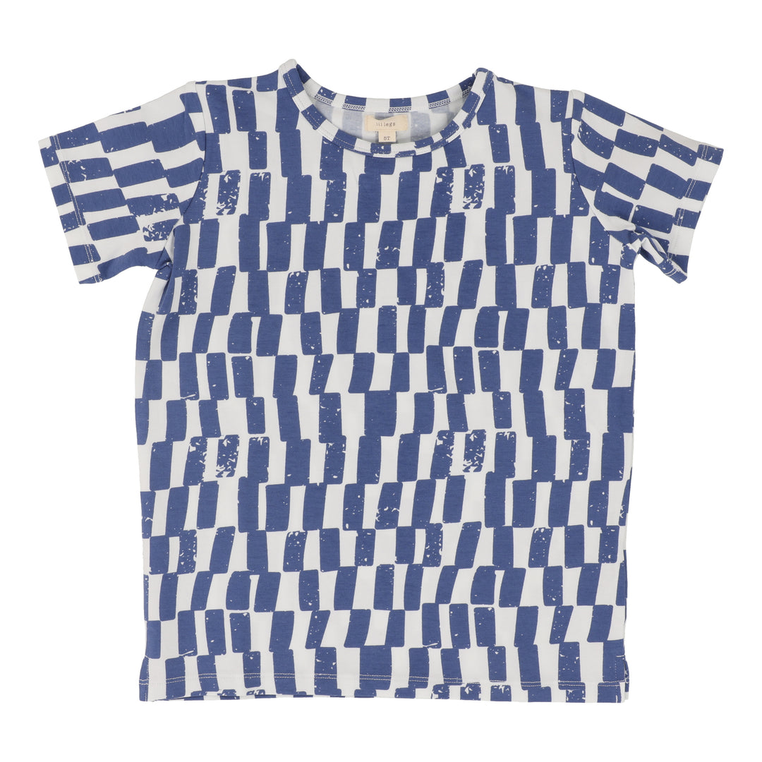 Lil Legs Boys Checked Tee - Blue Lil Legs Boys Checked Tee - Blue