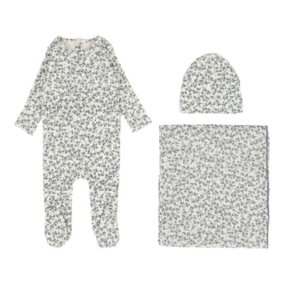 Lilette slate all over floral layette set from our All Over Floral.