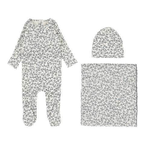 Lilette slate all over floral layette set from our All Over Floral.
