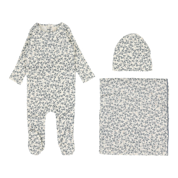 Lilette slate all over floral layette set from our All Over Floral.