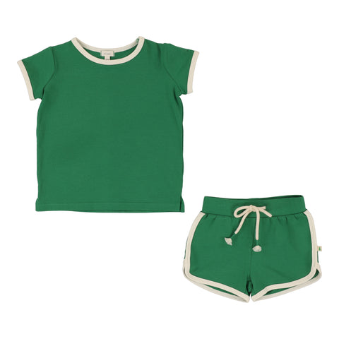 Lil Legs green boys set from our Vintage Contrast Collection.