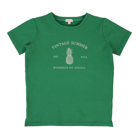 Lil Legs green boys print t-shirt short sleeve from our Vintage Contrast Collection.
