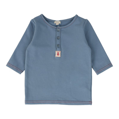 Lil Legs blue girls henley t-shirt three quarter sleeve from our Robes & Pajamas.