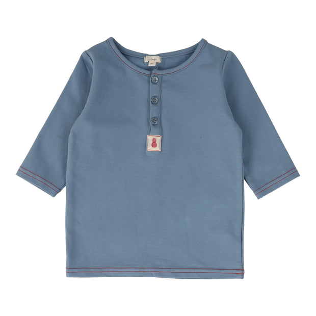 Lil Legs blue girls henley t-shirt three quarter sleeve from our Robes & Pajamas.