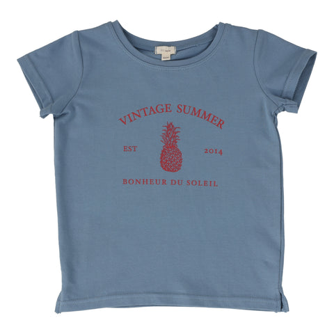 Lil Legs blue boys print t-shirt short sleeve from our Vintage Contrast Collection.