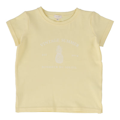 Lil Legs yellow girls print t-shirt short sleeve from our Vintage Contrast Collection.