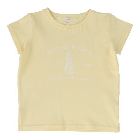 Lil Legs yellow girls print t-shirt short sleeve from our Vintage Contrast Collection.