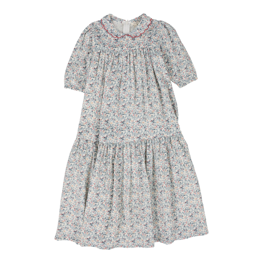 Lil Legs Floral Print Dress Three Quarter Sleeve -Denim Lil Legs Floral Print Dress Three Quarter Sleeve -Denim