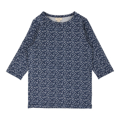 Lil Legs navy poppy floral t-shirt three quarter sleeve from our Printed Weekday Collection.