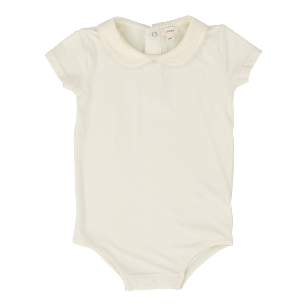 Lil Legs cream peter pan onesie from our Vintage Contrast Collection.