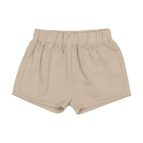 Analogie Linen Pull On Shorts - Taupe